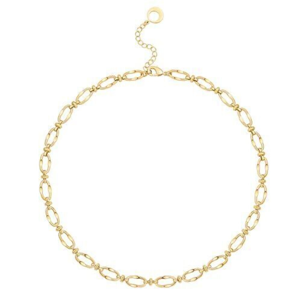 4843 18K Gold Lip Chain Necklace Chunky Lace Chain Choker Simple Oval Link